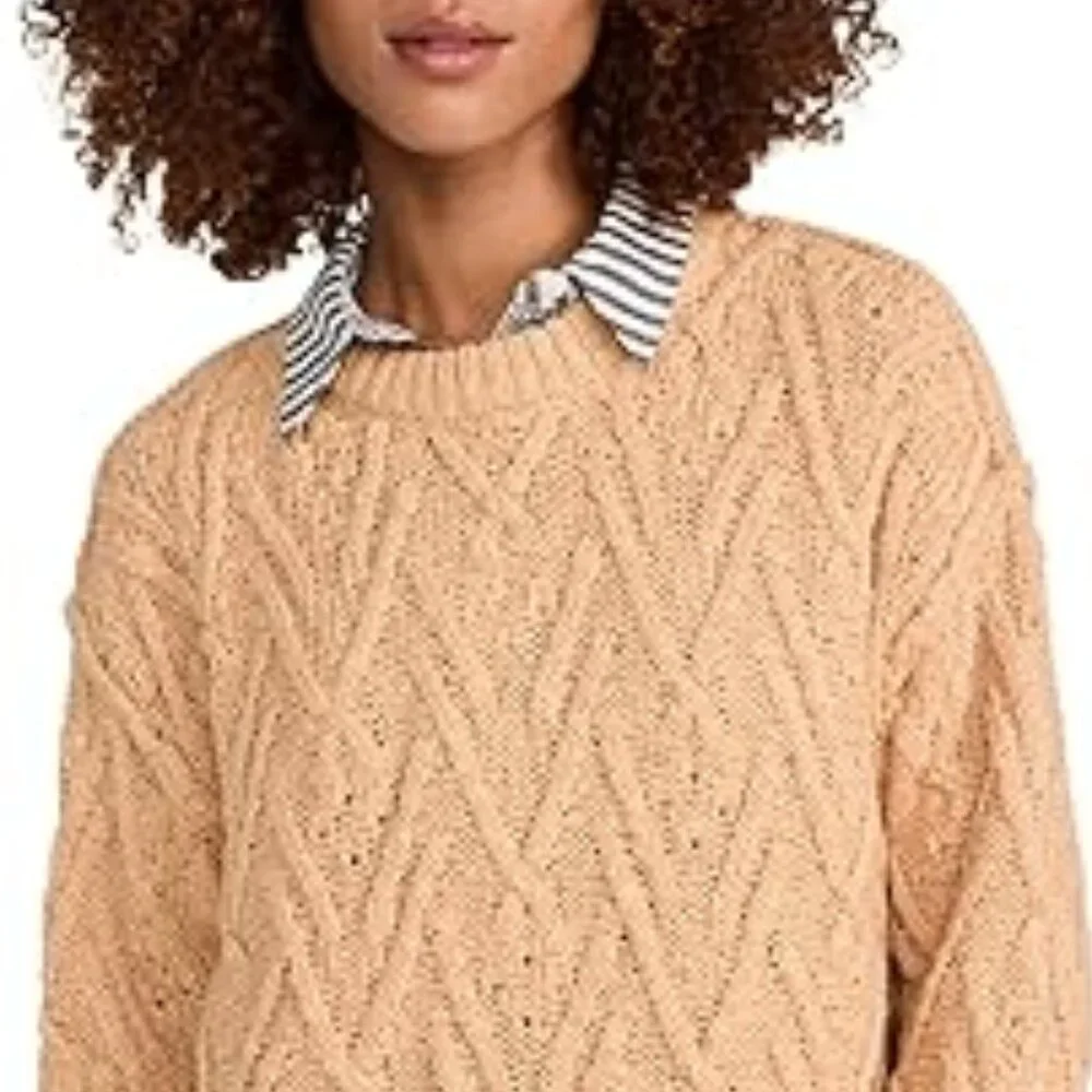 NEW FREE PEOPLE ISLA Cotton cable knit sweater 266  5M3